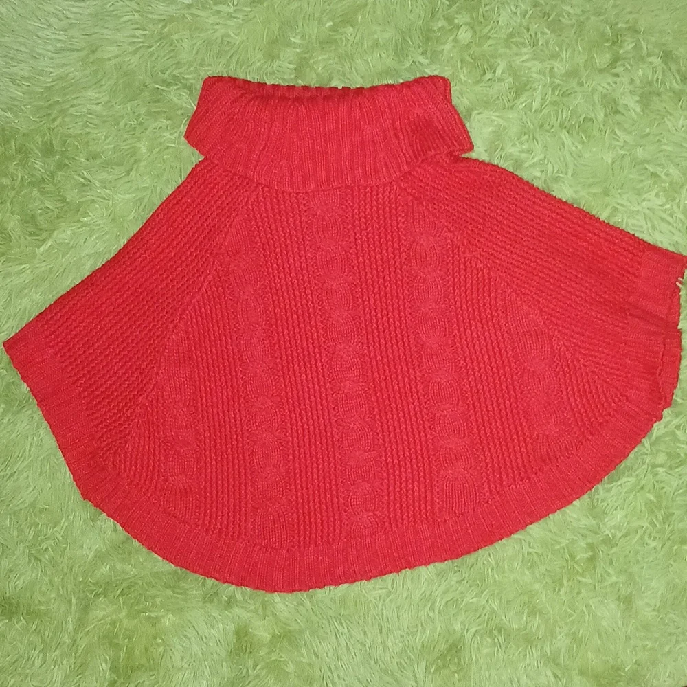 CARTER'S red Cable Knit turtle neck girls poncho Cape‎ Size 4T